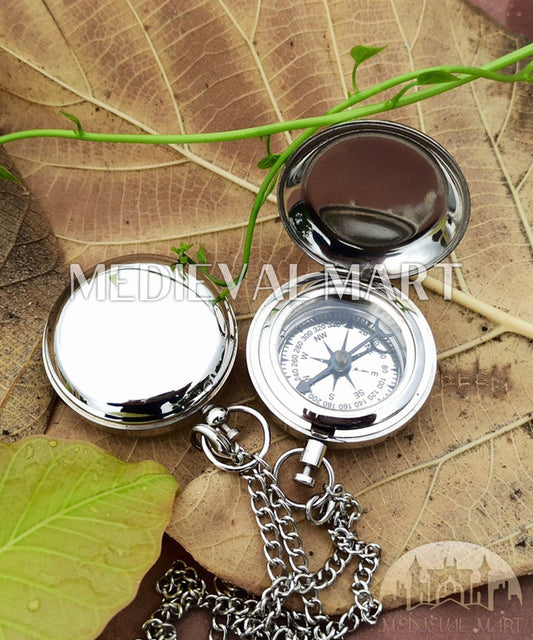 MEDIEVALMART Personalized Cute Pocket Compass Chrome Finish W/H GEN-2 Wooden Box | Gift For Her
