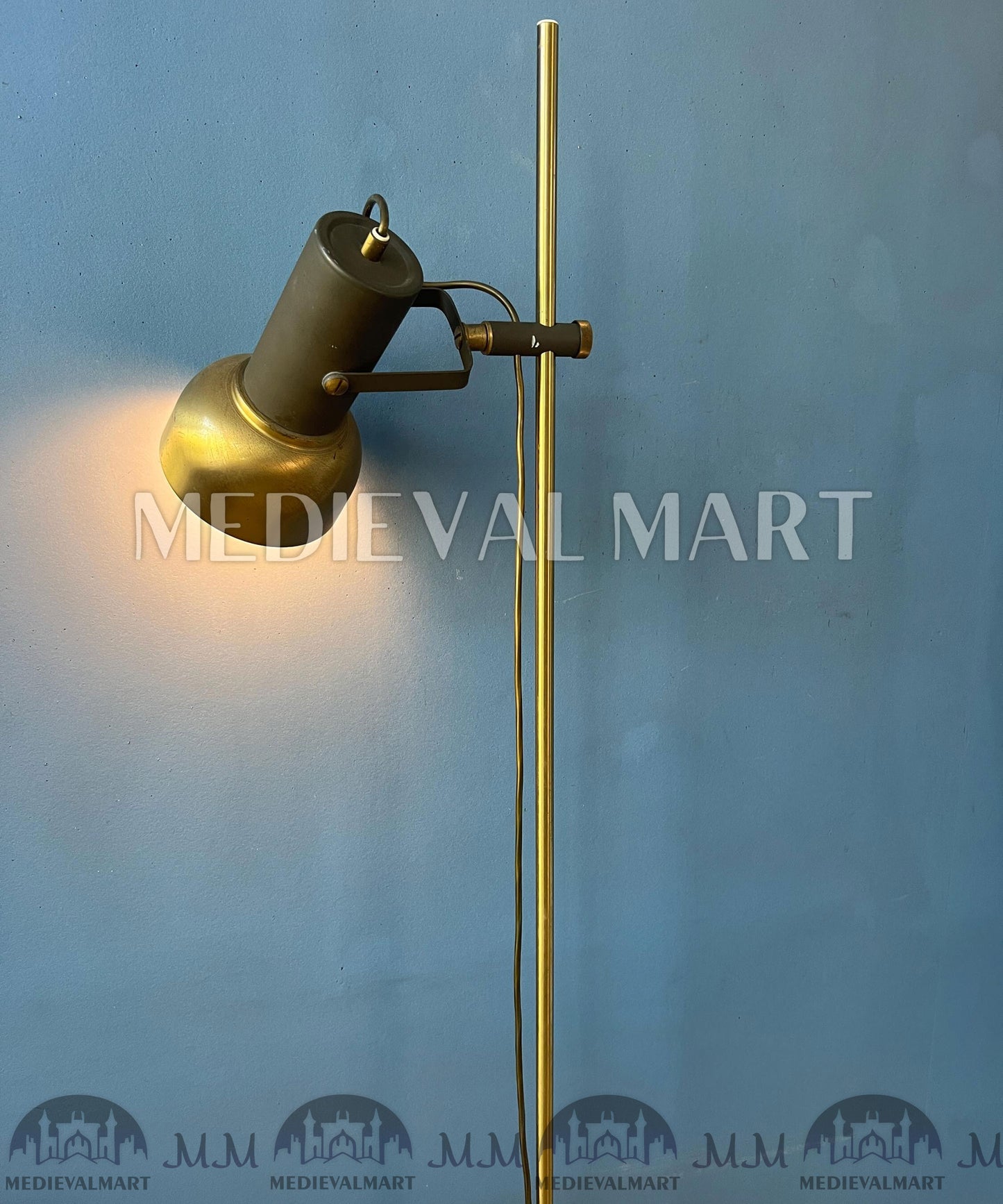MEDIEVALMART Vintage Brass Floor Lamp with Adjustable Spot