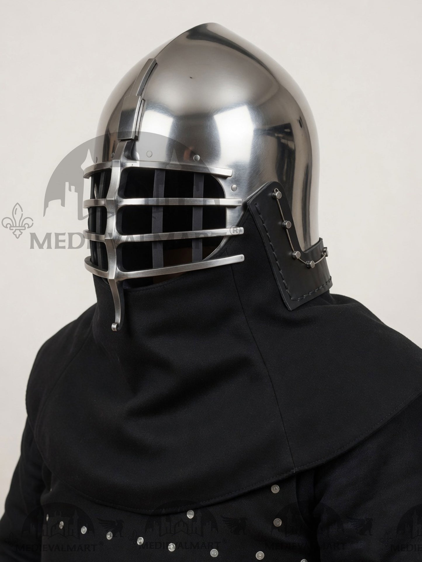MEDIEVALMART Medieval Wolf Ribs Bacinet Helmet For HMB; SCA, Buhurt