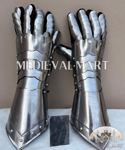 MEDIEVALMART LOTR Witcher Sauron-Inspired Exclusive Steel Plate Gauntlet- Cosplay Gloves Armor