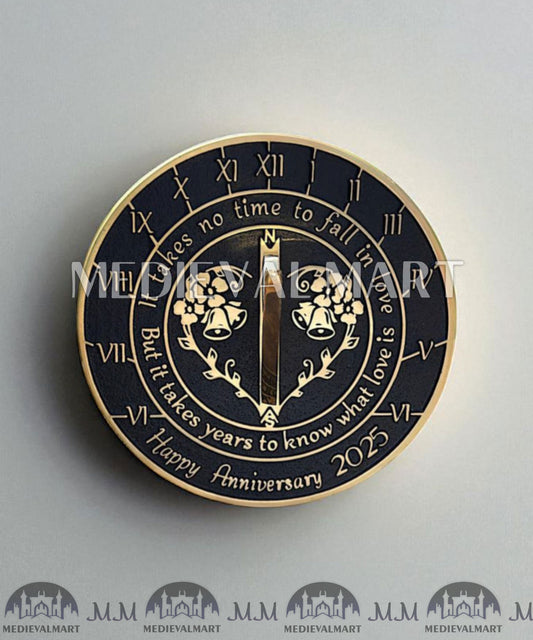 MEDIEVALMART "Fall In Love" Happy Anniversary Sundial Clock Best Gift For Anniversary Day