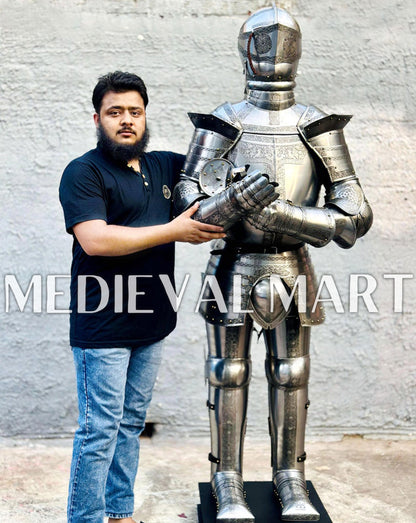 MEDIEVALMART Medieval Etched European Full Body Armor Suit
