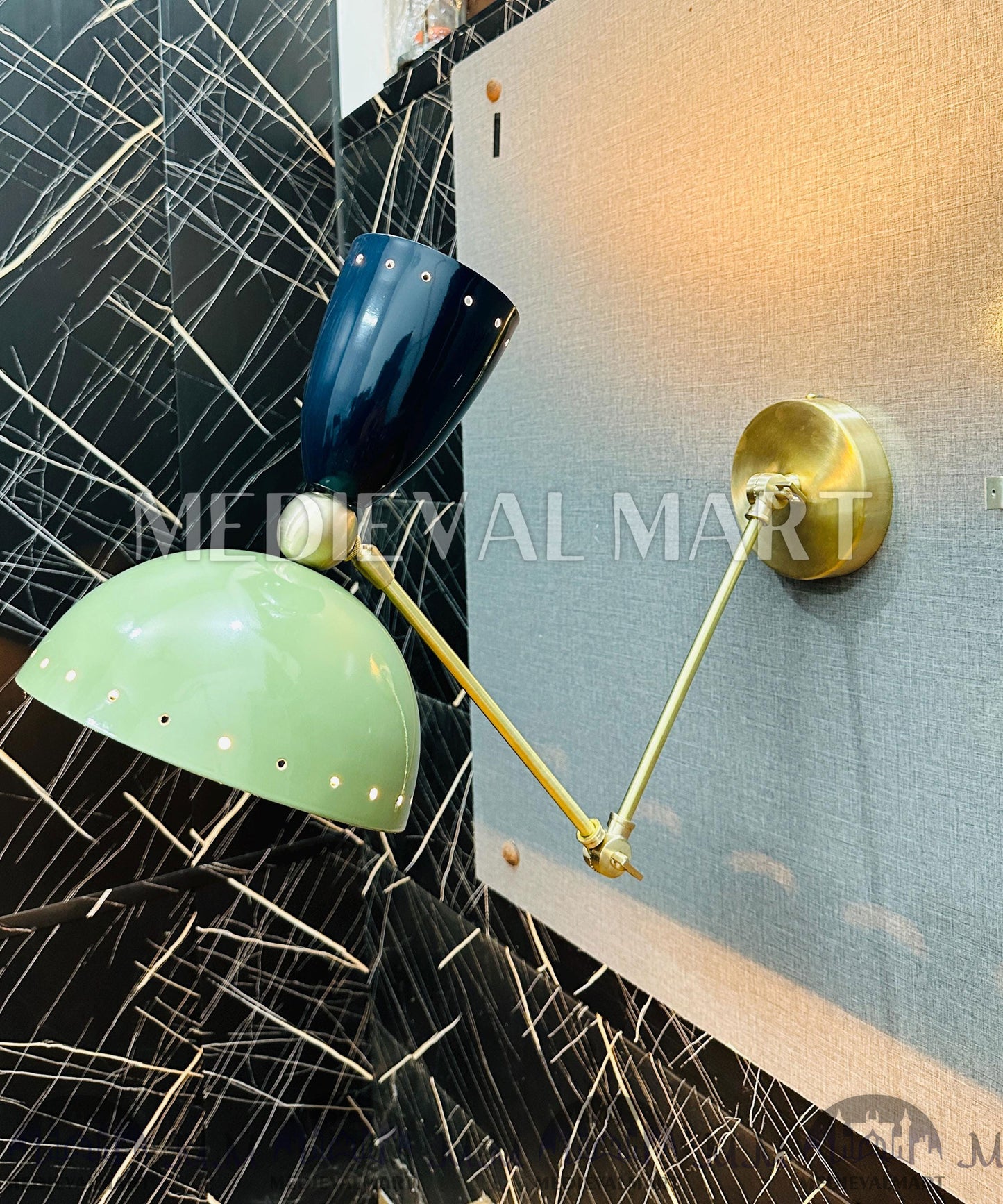 MEDIEVALMART Mid Century Modern Wall Sconce: Adjustable Brass Reading Lamp
