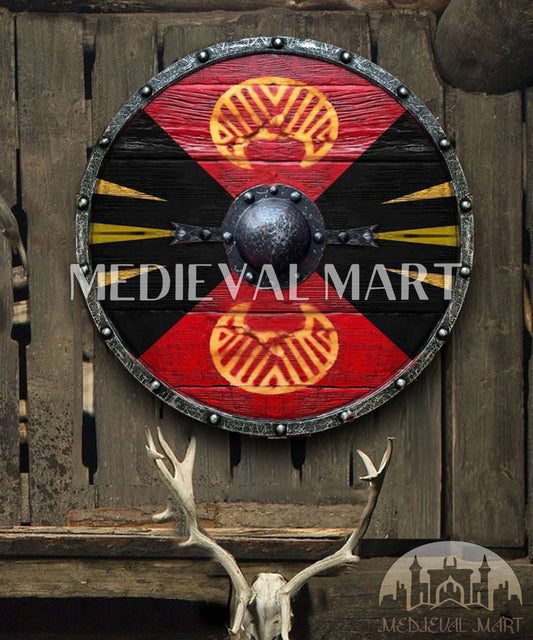 MEDIEVALMART Viking's Valhalla Freydis Shieldmaiden Authentic Battleworn Viking Wooden Shield | Gifts For Dad