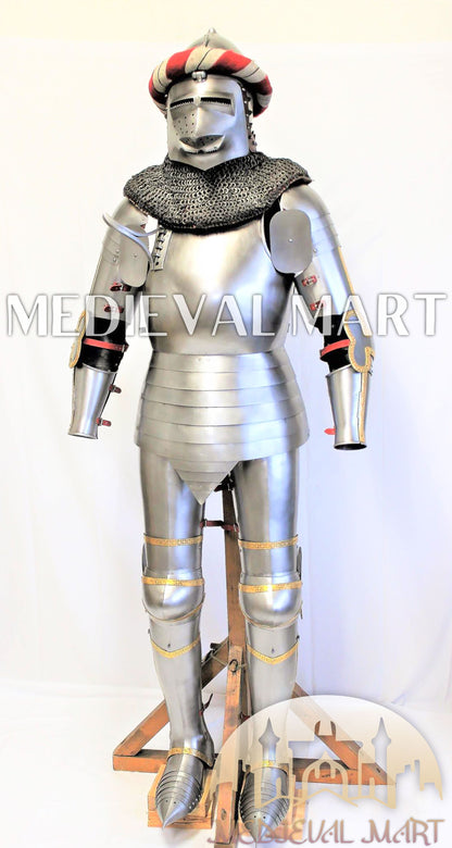 MEDIEVALMART Francis Authentic Medieval Full set of Armor W/H Hundshughel Bacient