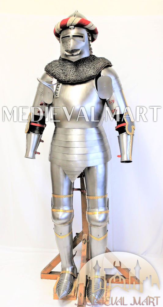 MEDIEVALMART Francis Authentic Medieval Full set of Armor W/H Hundshughel Bacient