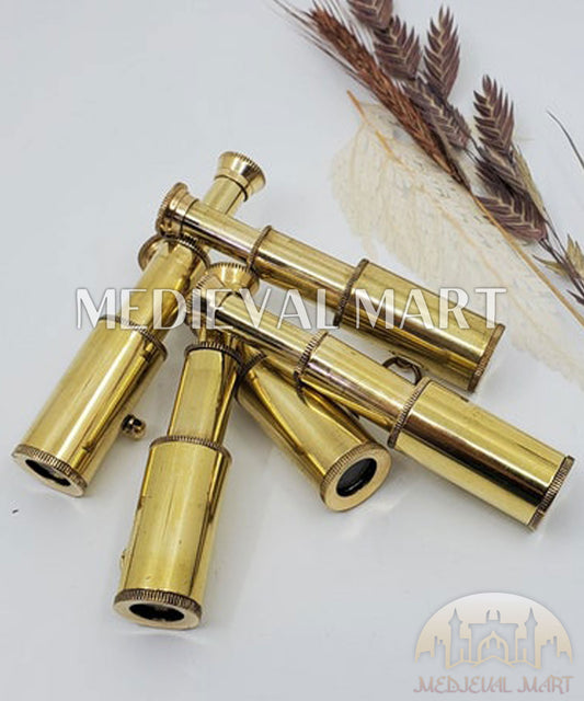 MEDIEVALMART Nautical Miniature Brass (Set of 4) Telescope: Steampunk Spyglass Pendant Charm