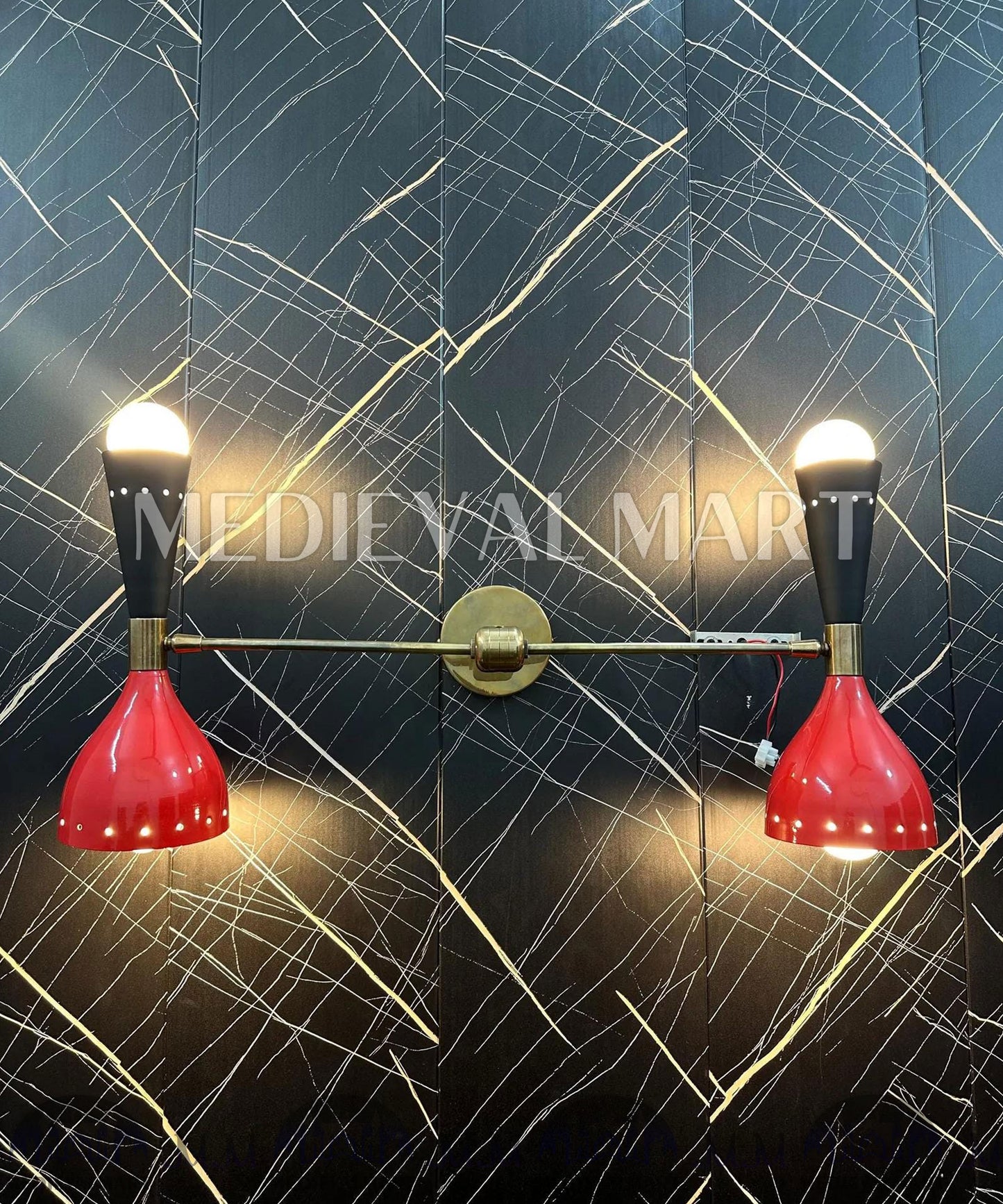 MEDIEVALMART Mid Century Handcrafted Modern Brass Wall Sconce: Italian Lighting Fixture