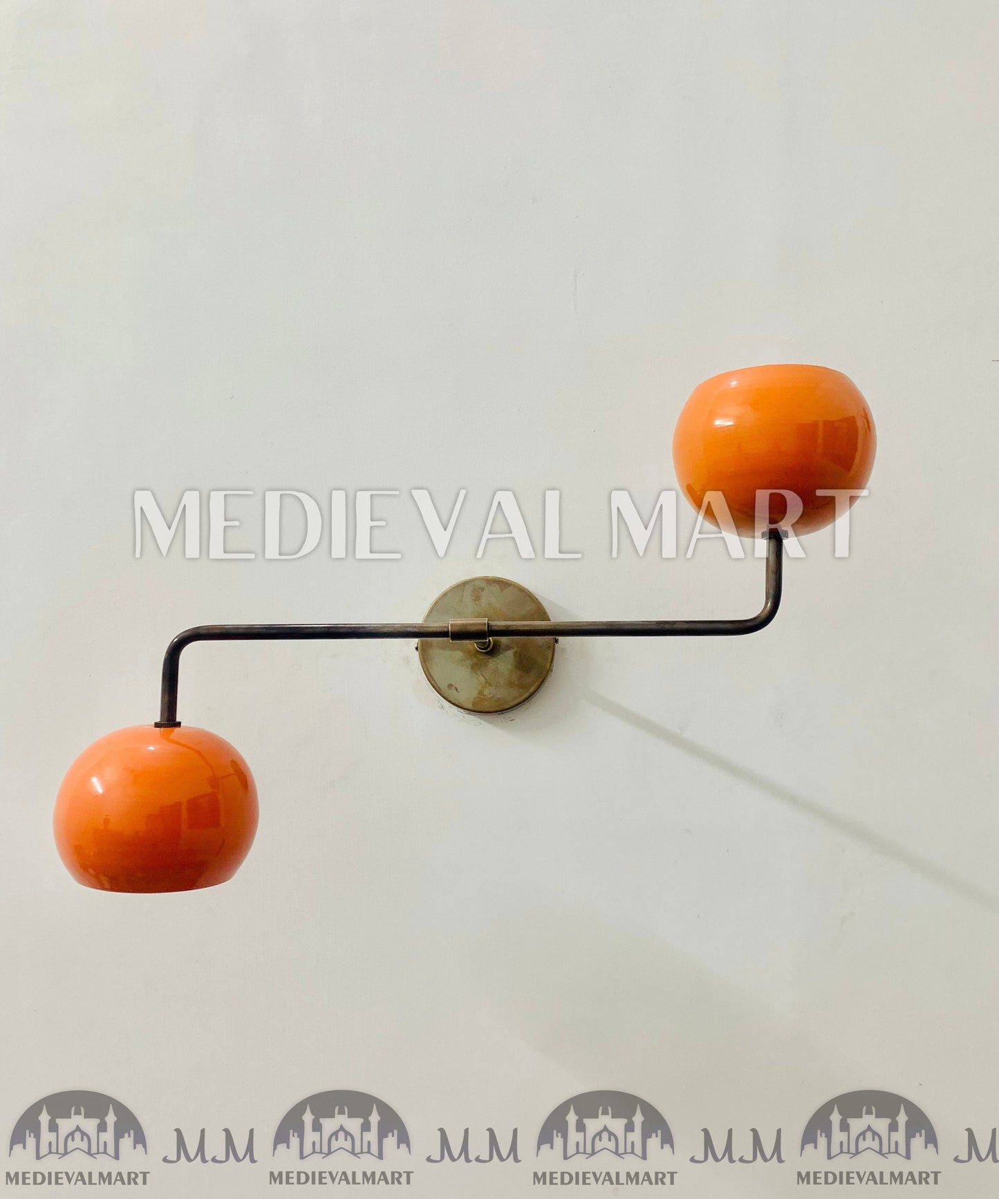 MEDIEVALMART 1950s Mid Century Brass Italian Adjustable Diabolo Wall Sconce Light Fixture