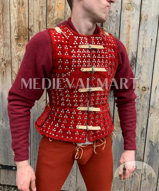 MEDIEVALMART Medieval Renaissance PREMIUM Red "MOAB" Brigandine Jacket Armor Type Iconic Royal LARP Wimbledon Gift For Ren-Fairs Him or Her