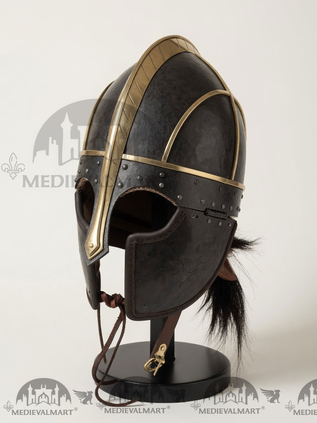 MEDIEVALMART Anglo Saxon Vendel Helmet – Medieval Viking Helmet with Brass Trim for Reenactment