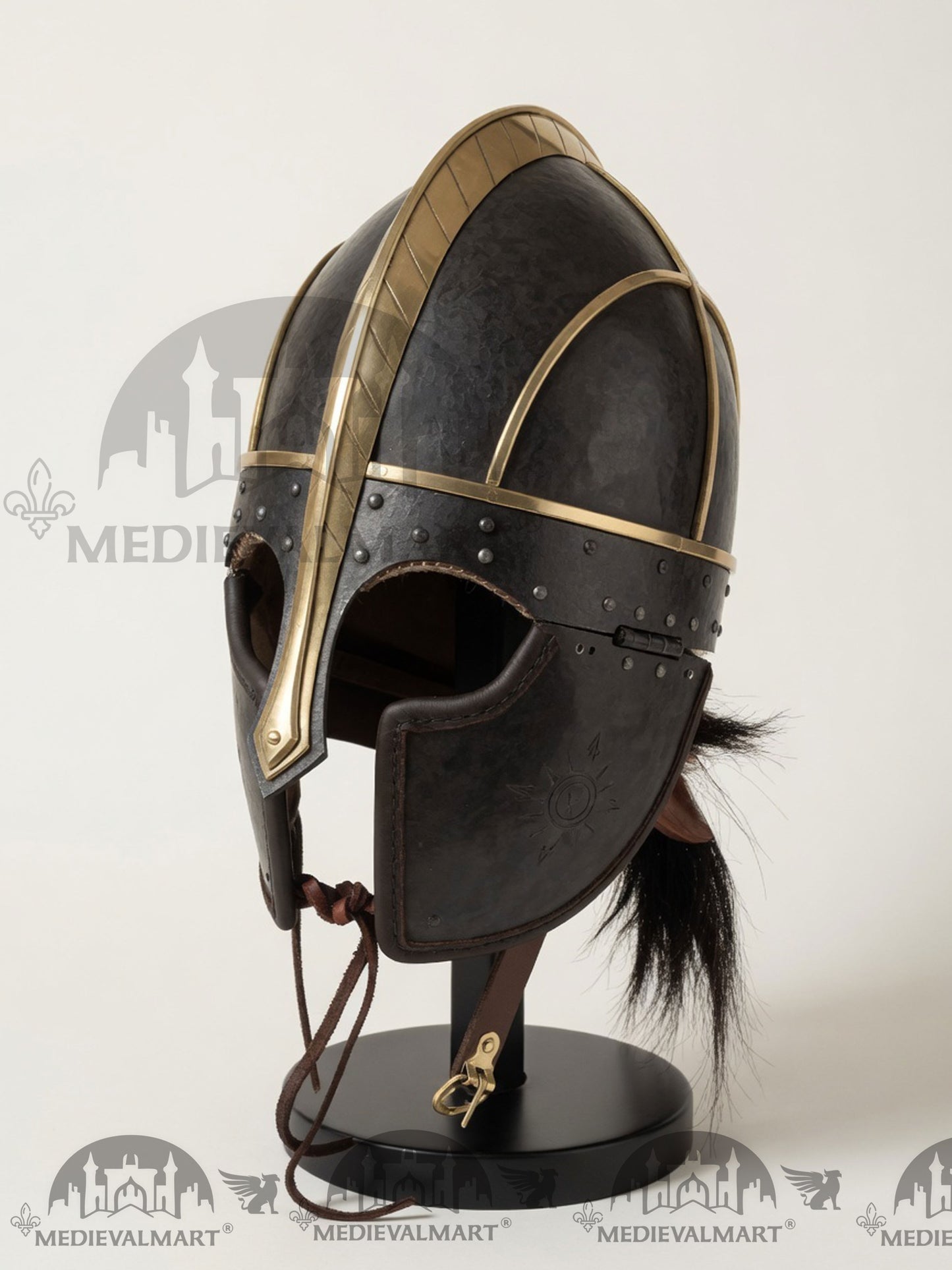 MEDIEVALMART Anglo Saxon Vendel Helmet – Medieval Viking Helmet with Brass Trim for Reenactment