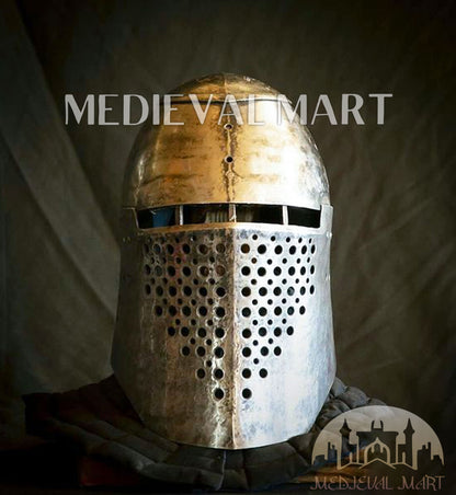 MEDIEVALMART The Great Alexander Hard Steel Edition War Damage Helmet on full Size