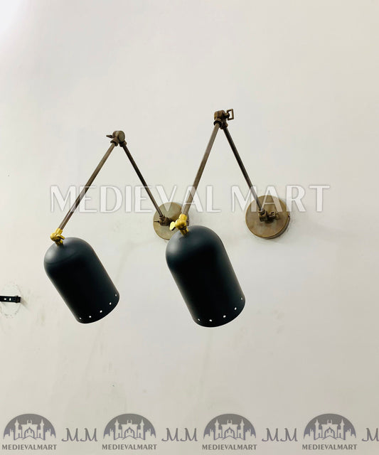 MEDIEVALMART Mid Century 1950's Italian Stilnovo Sconce Lighting Pair Reading Lamp Fixture