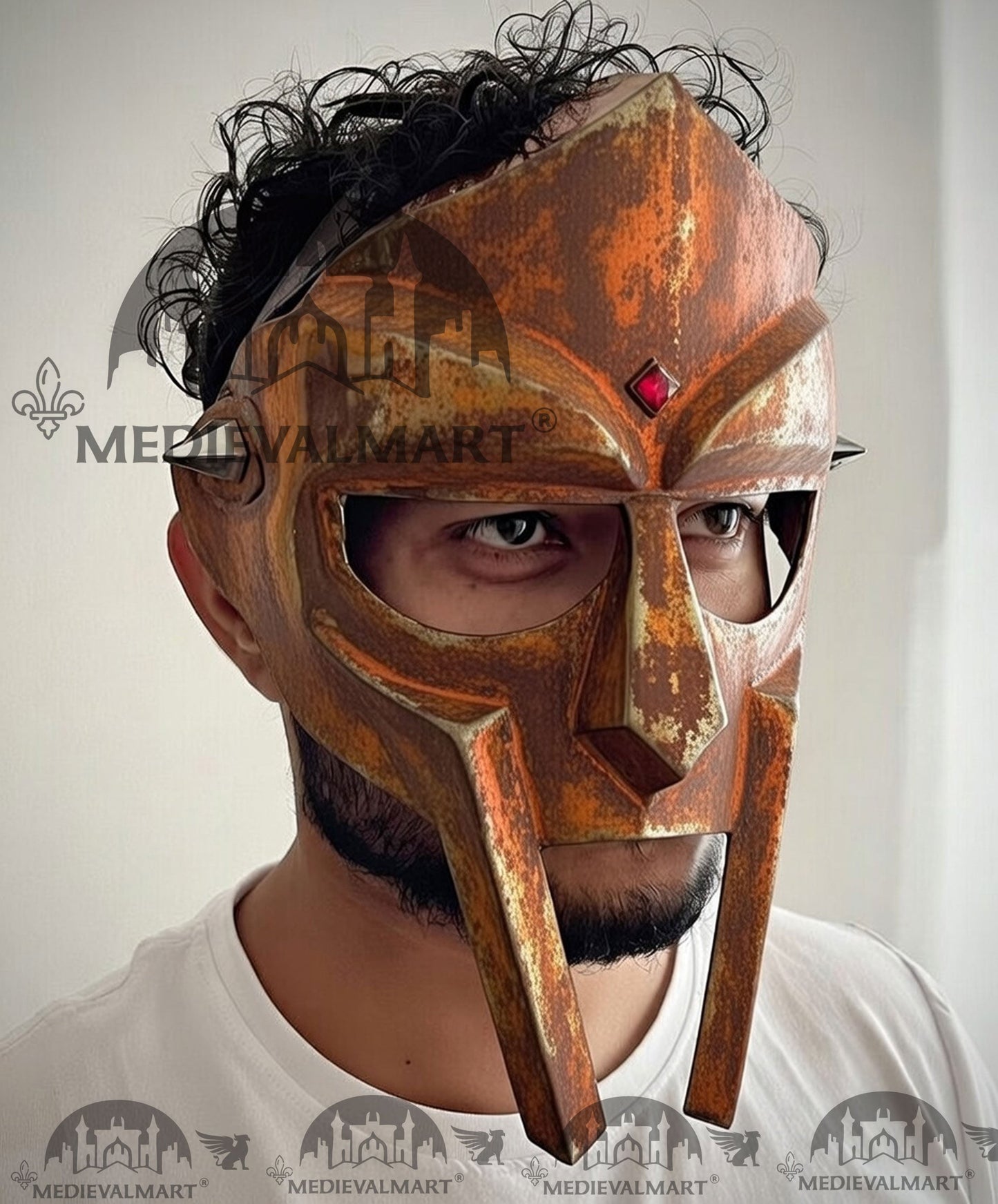 MEDIEVALMART PREMIUM MF DOOM Mask Mad Villain Copper Rusted Finish Steel Face Armor