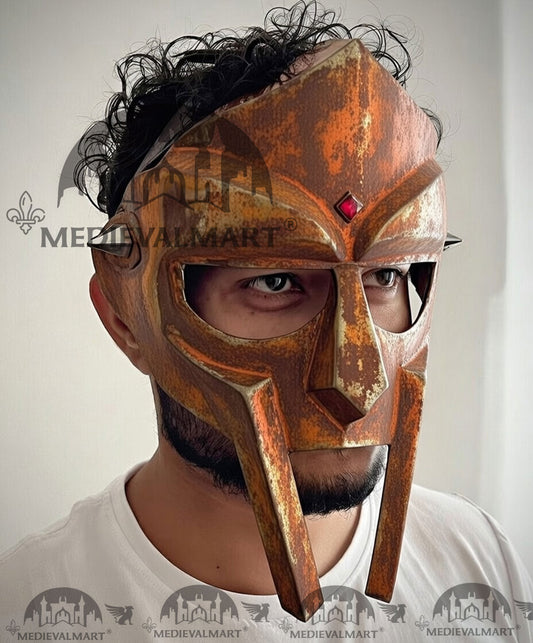 MEDIEVALMART PREMIUM MF DOOM Mask Mad Villain Copper Rusted Finish Steel Face Armor