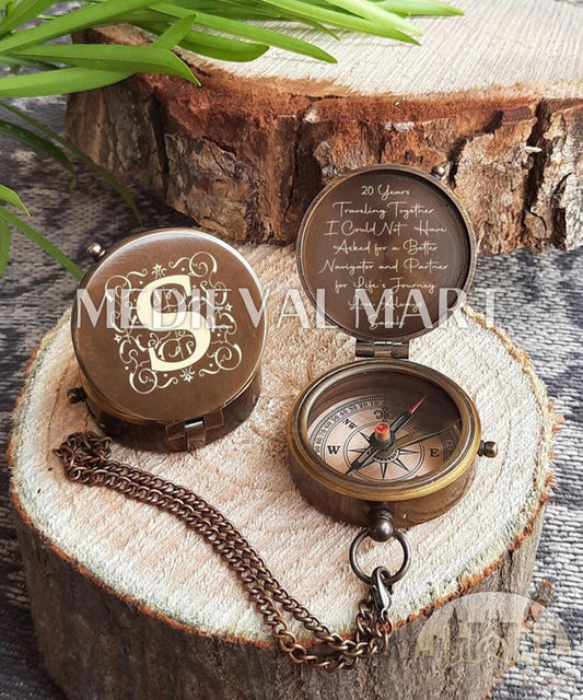 MEDIEVALMART Nautical Vintage Personalized Engrave Gift Compass Bronze Finish | Gift For Her, Mom, Sister