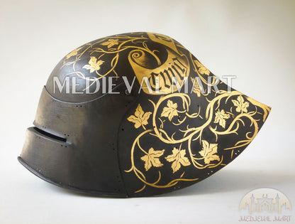 MEDIEVALMART Historical Mid Century German knight Sallet Head Armor "The Mighty King" Helmet
