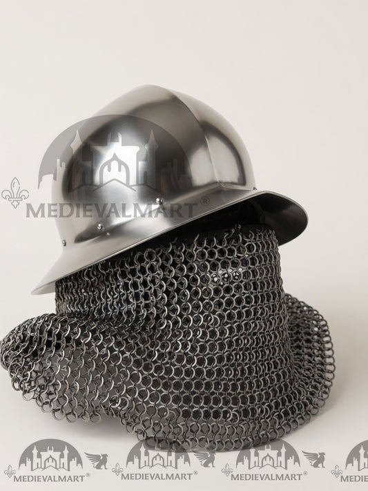 MEDIEVALMART Casque Celleta médiéval pour homme avec cotte de mailles