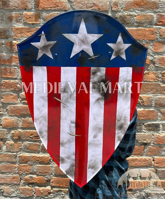 MEDIEVALMART First Avengers Steve Rogers Damaged Shield | Gift for Cosplayer