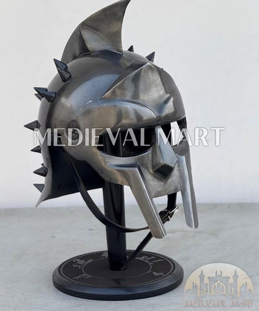 MEDIEVALMART "Gladiator" Antique Black Knight Roman Soldier Helmet W/H Free Stand | Gladiator Props