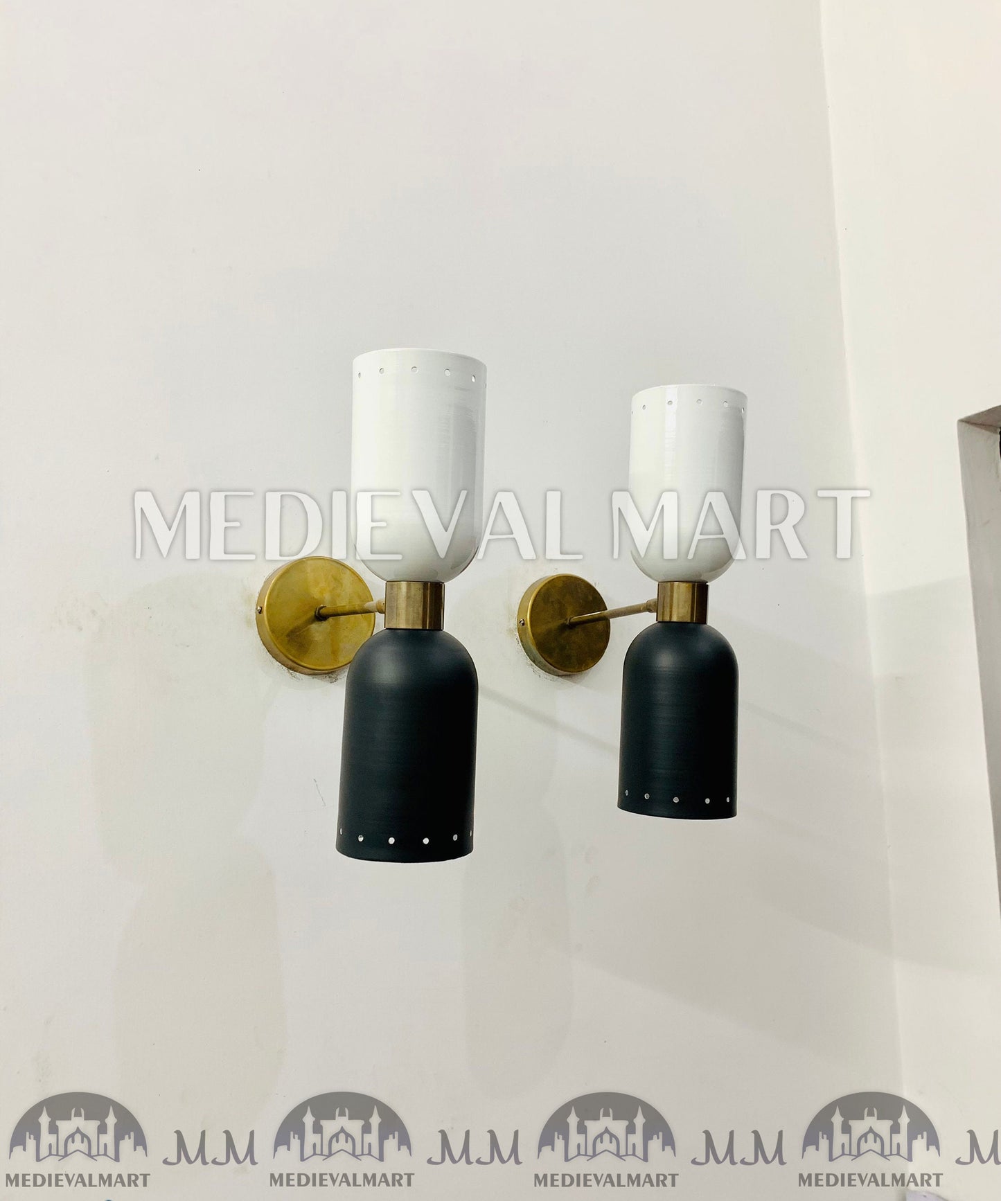 MEDIEVALMART Handmade Mid Century Modern Brass Wall Sconce: Italian Diablo Light Fixture