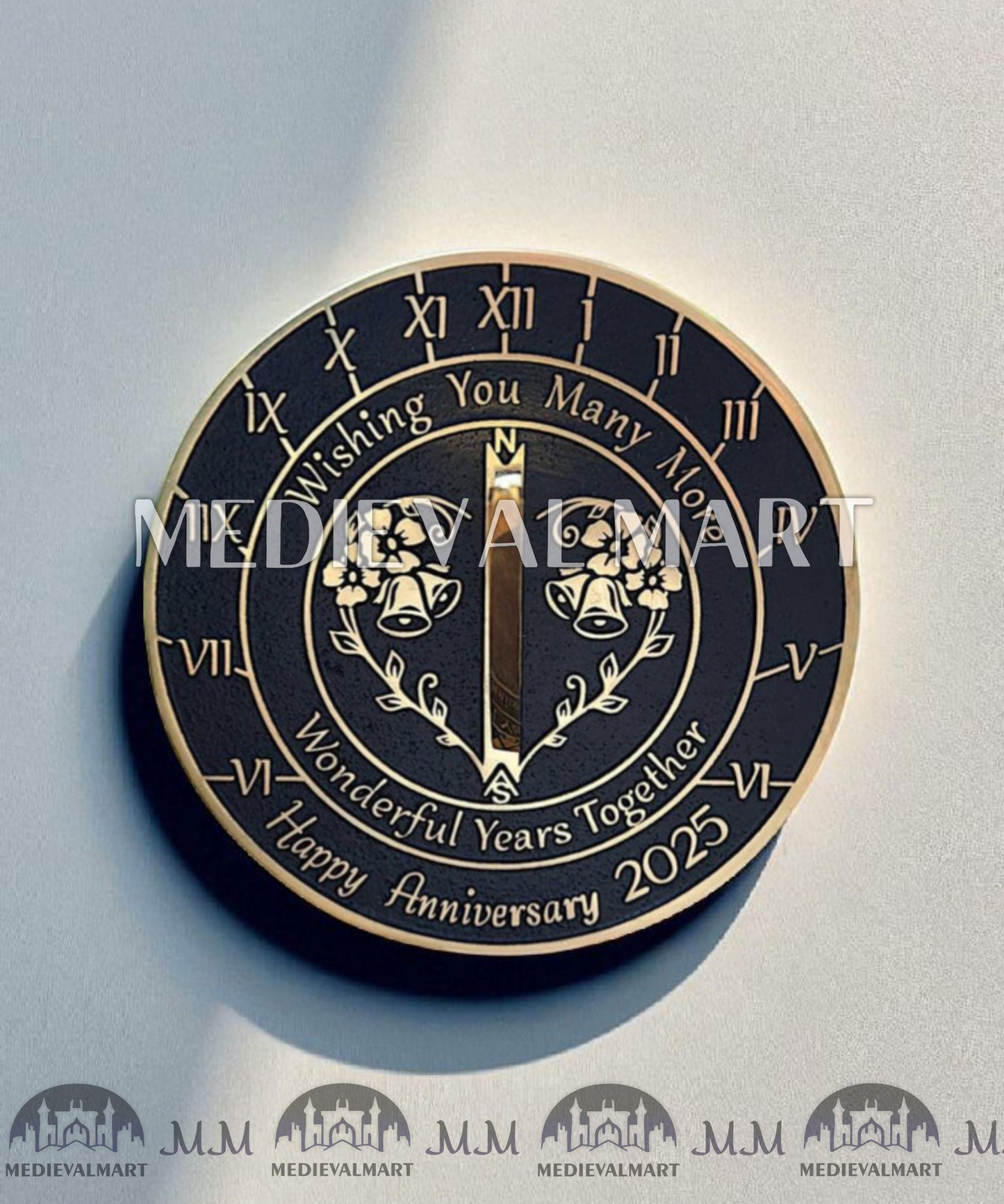 MEDIEVALMART "Wonderful Years" Happy Anniversary Sundial Clock Best Gift For Anniversary Day