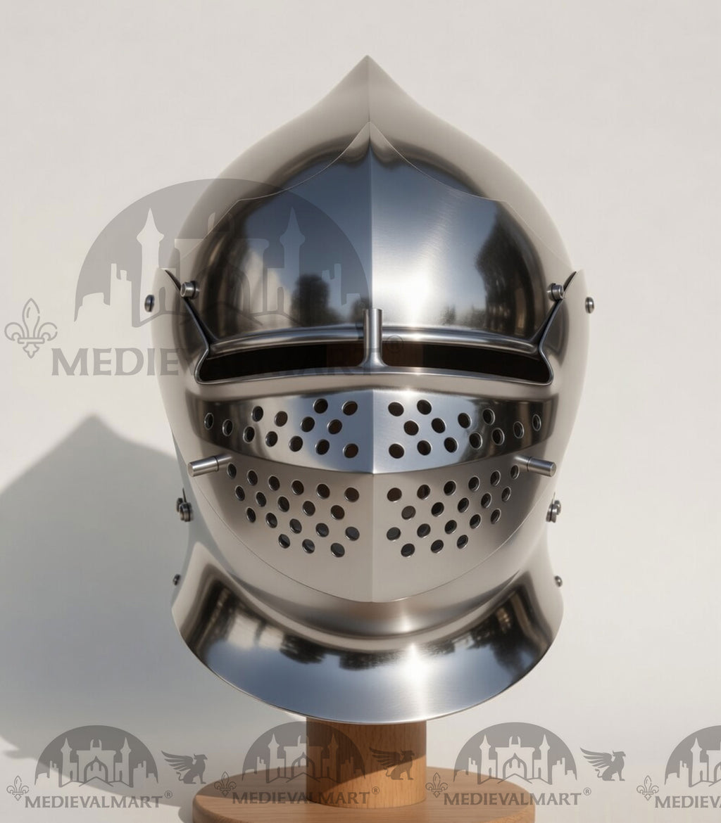 MEDIEVALMART European Gothic Sallet Helmet XV Century Christian Knighthood LARP; SCA