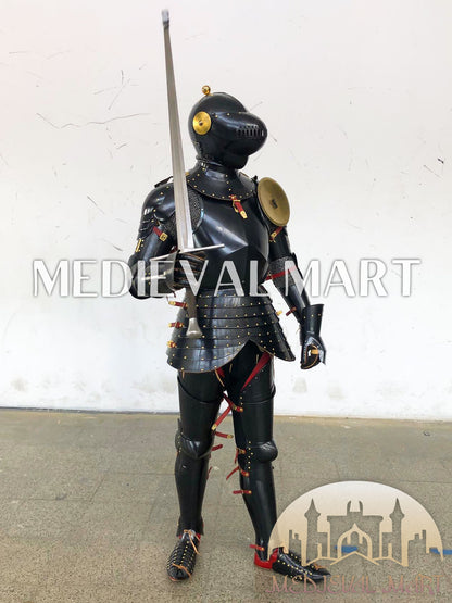 MEDIEVALMART Medieval Knight Katernbrust Full Body Armor Set W/H Sword