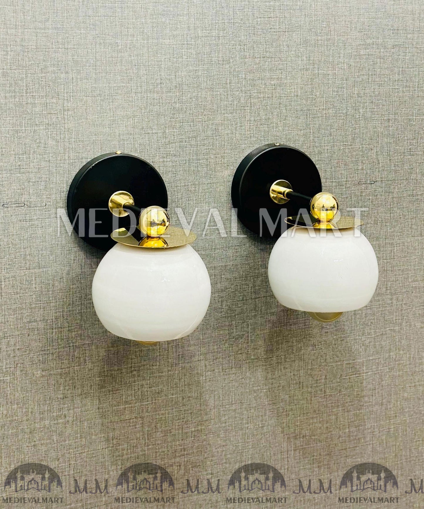 MEDIEVALMART Handmade Mid Century Modern Brass Wall Sconce: Customizable Lighting