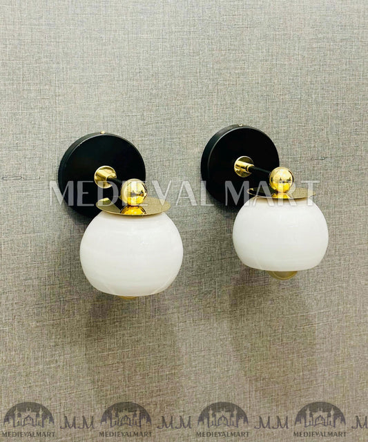 MEDIEVALMART Handmade Mid Century Modern Brass Wall Sconce: Customizable Lighting