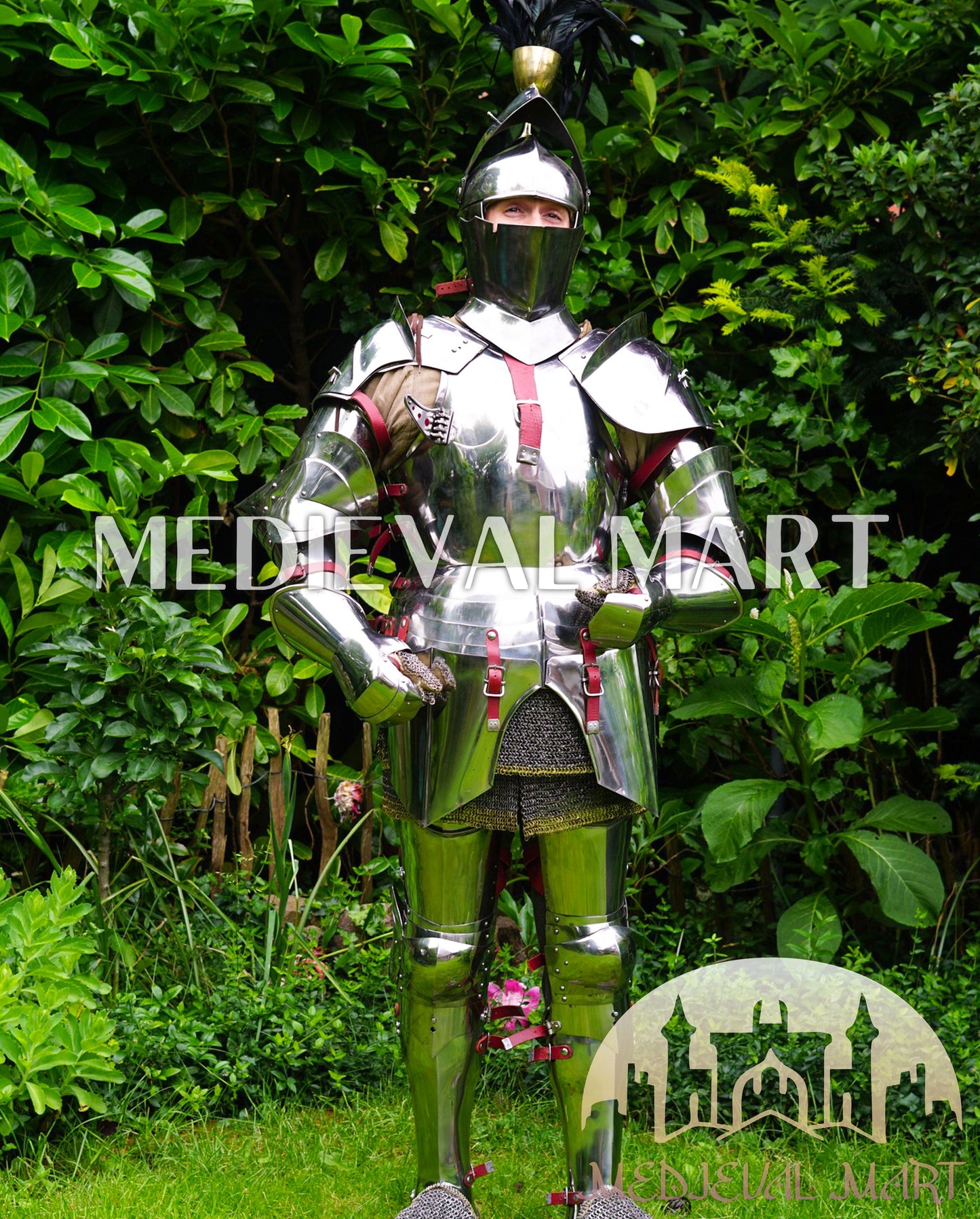 MEDIEVALMART 15th Century Gothic Parade Knight Armor | Late Medieva Full Plate Chainmail Suit for Reenactment