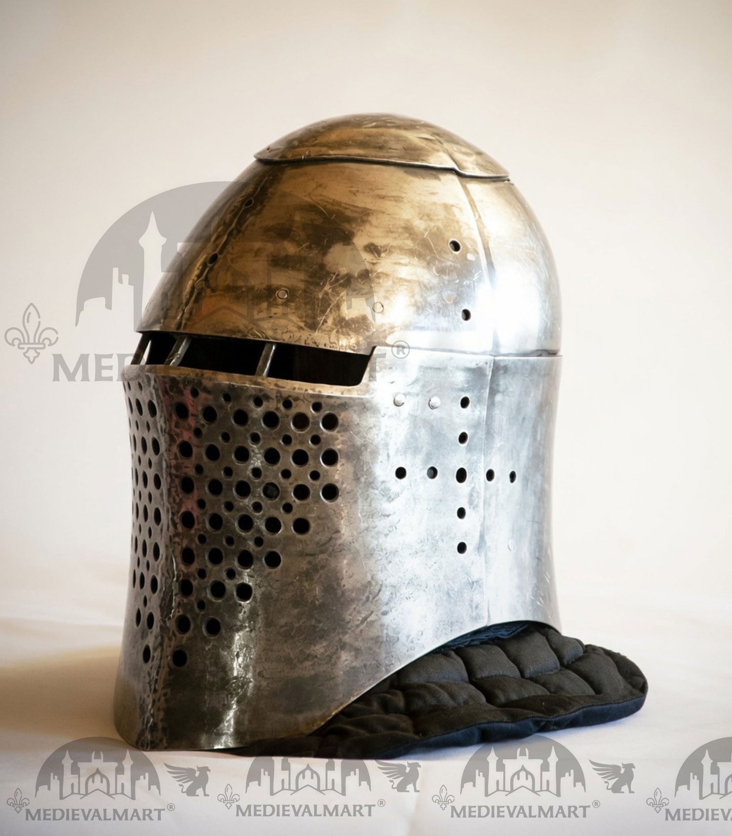 MEDIEVALMART The Great Alexander Hard Steel Edition War Damage Helmet on full Size