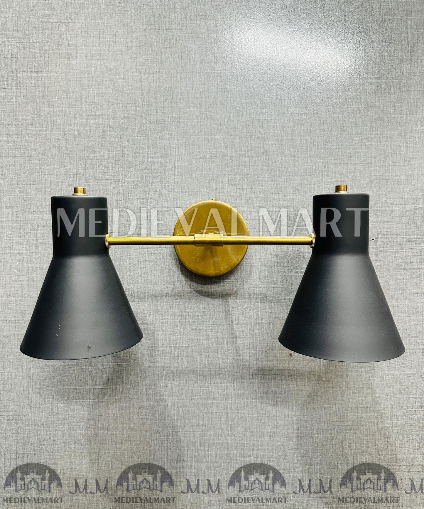 MEDIEVALMART Mid Century Brass Diabolo Wall Sconce - Italian Modern Lighting