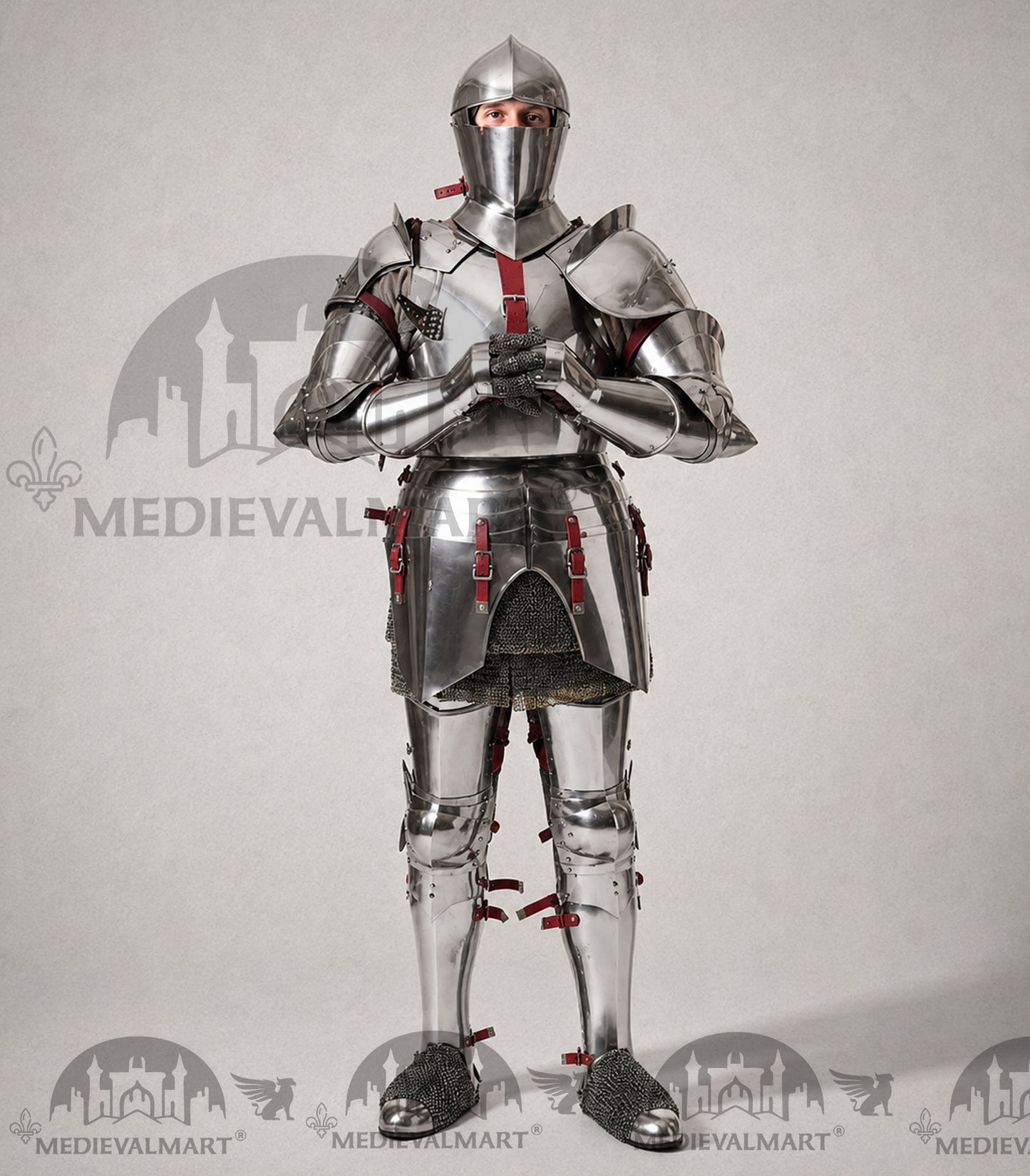 MEDIEVALMART 15th Century Gothic Parade Knight Armor | Late Medieva Full Plate Chainmail Suit for Reenactment