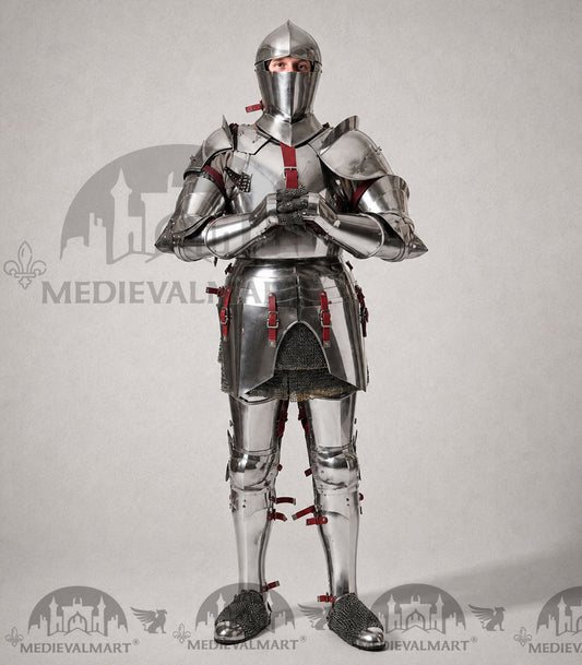 MEDIEVALMART 15th Century Gothic Parade Knight Armor | Late Medieva Full Plate Chainmail Suit for Reenactment