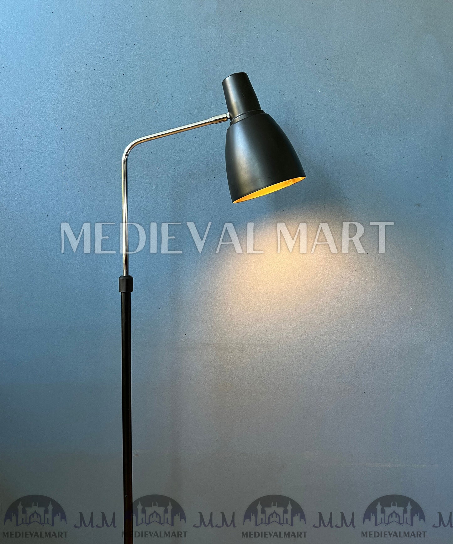 MEDIEVALMART Mid Century Italian Vintage Dark Grey Adjustable Floor Lamp