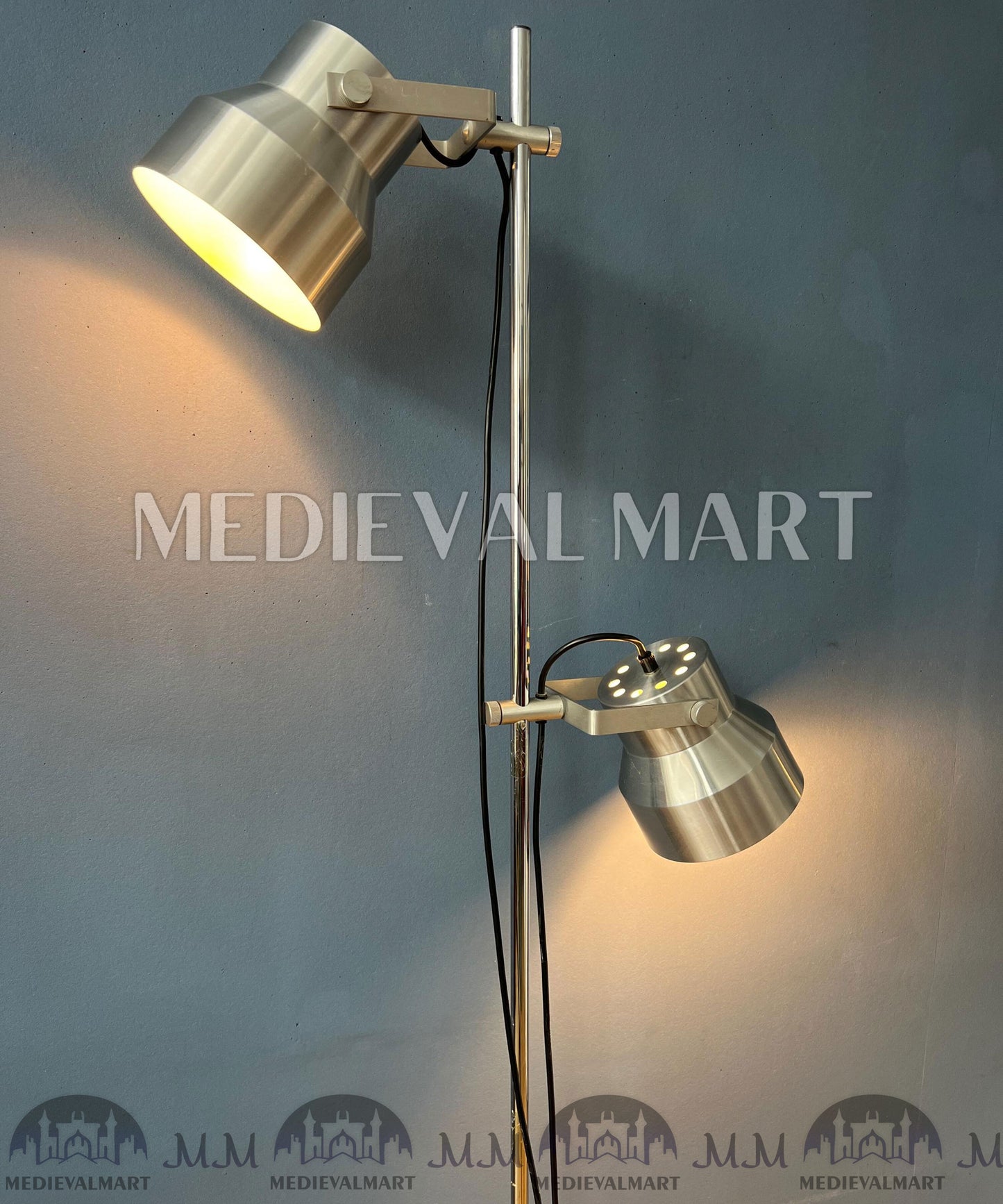 MEDIEVALMART Vintage Mid Century Silver Dijkstra Space Age Floor Lamp