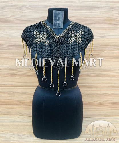 MEDIEVALMART Women’s Black (Sable Knight) Chainmail Armor W/o Skirt