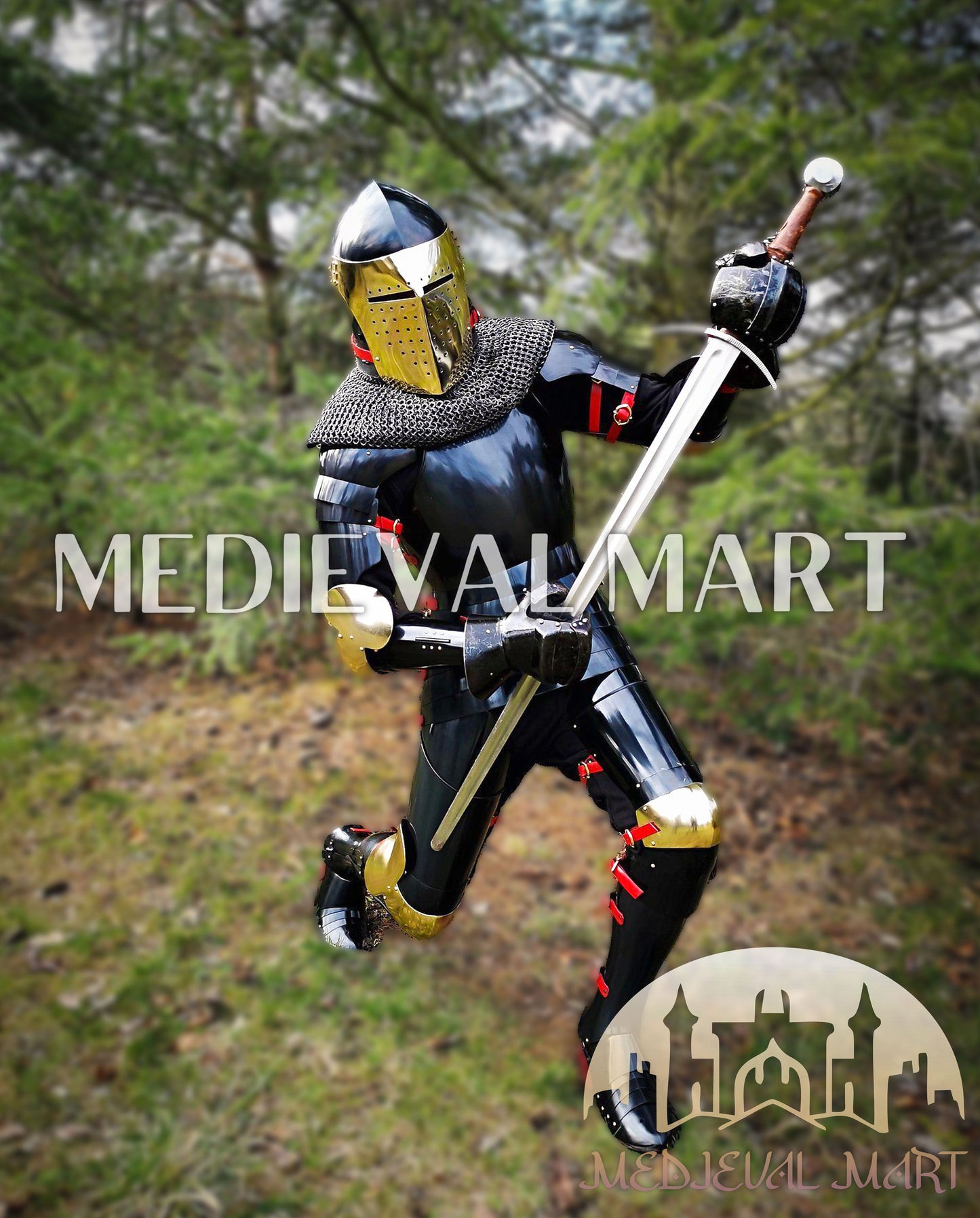 MEDIEVALMART Medieval Roman Empire Kastenbrust full Body Plate Armour Suit W/H Alexander (ROA 1332), Sword