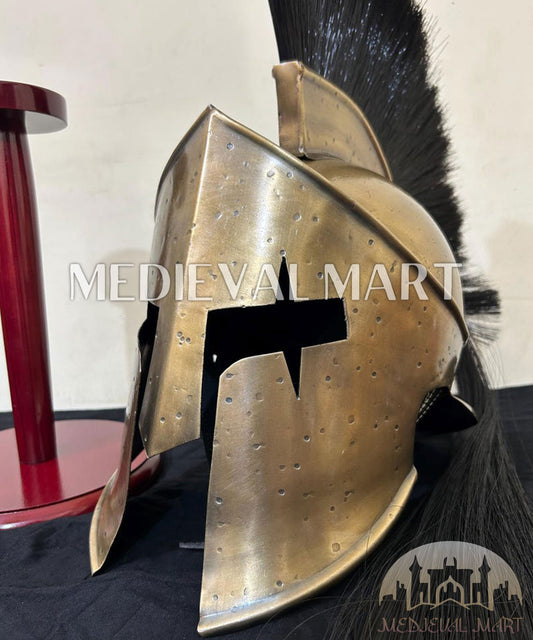 MEDIEVALMART "300" Spartan King Leonidas Damaged Helmet W/H Free Stand | 300 Props