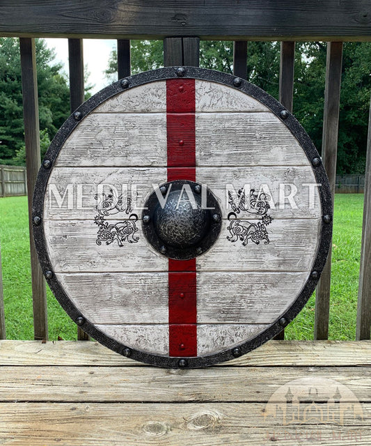 MEDIEVALMART Iconic Viking's Tostig’s Warrior’s  Battleworn Viking Wooden Shield | Gifts For Dad