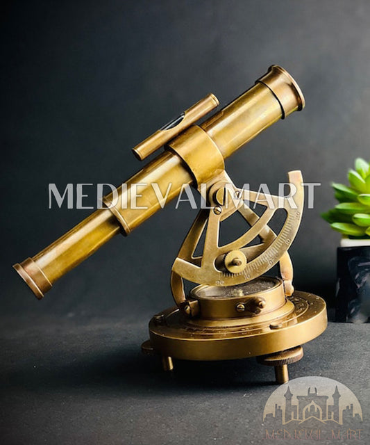 MEDIEVALMART  5" Vintage Brass Theodolite Alidade Compass - Antique Survey Transit Instrument