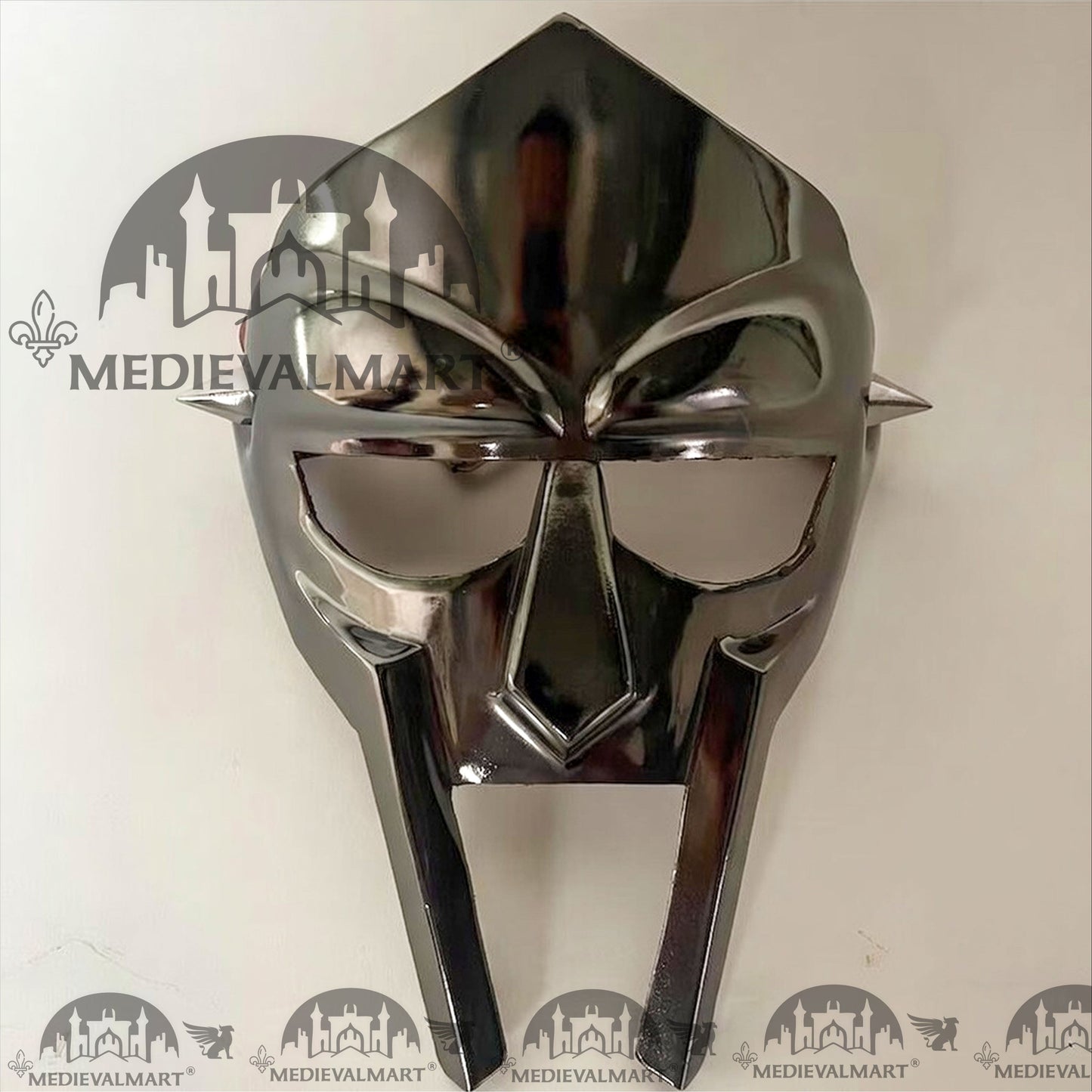 MEDIEVALMART MF DOOM Mask Mad-villain Grey Finish Steel Face Armor