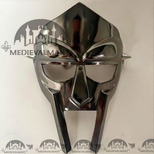MEDIEVALMART MF DOOM Mask Mad-villain Grey Finish Steel Face Armor