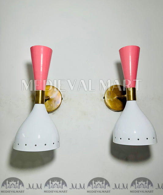 MEDIEVALMART Mid Century Brass Wall Sconce Pair Italian Adjustable Diablo Lamp Vanity Lighting Fixture