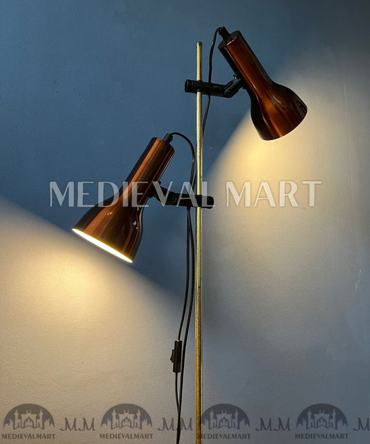 MEDIEVALMART Mid Century Floor Lamp with Bourdeaux Red Spots / Space Age Standing Light