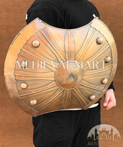 MEDIEVALMART Medieval Achilles Trojan Troy Greek Shield Silver & Brown Two Finish | Gift for Halloween Day