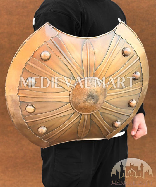 MEDIEVALMART Medieval Achilles Trojan Troy Greek Shield Silver & Brown Two Finish | Gift for Halloween Day