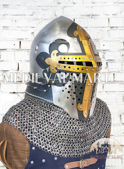 MEDIEVALMART 4th-Century Alexander “Monarch” Edition ROA Helmet W/H Golden Cross